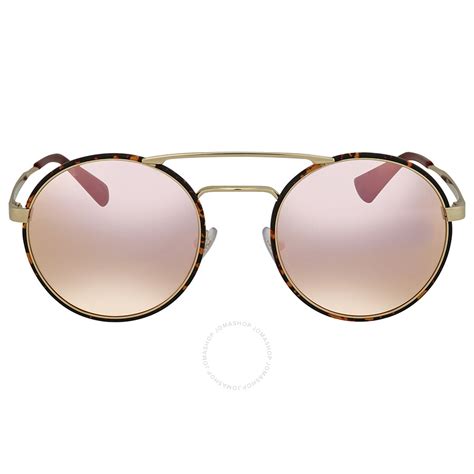 Prada Round Grey Mirror Rose Gold Sunglasses 51SS 2AU5L2 